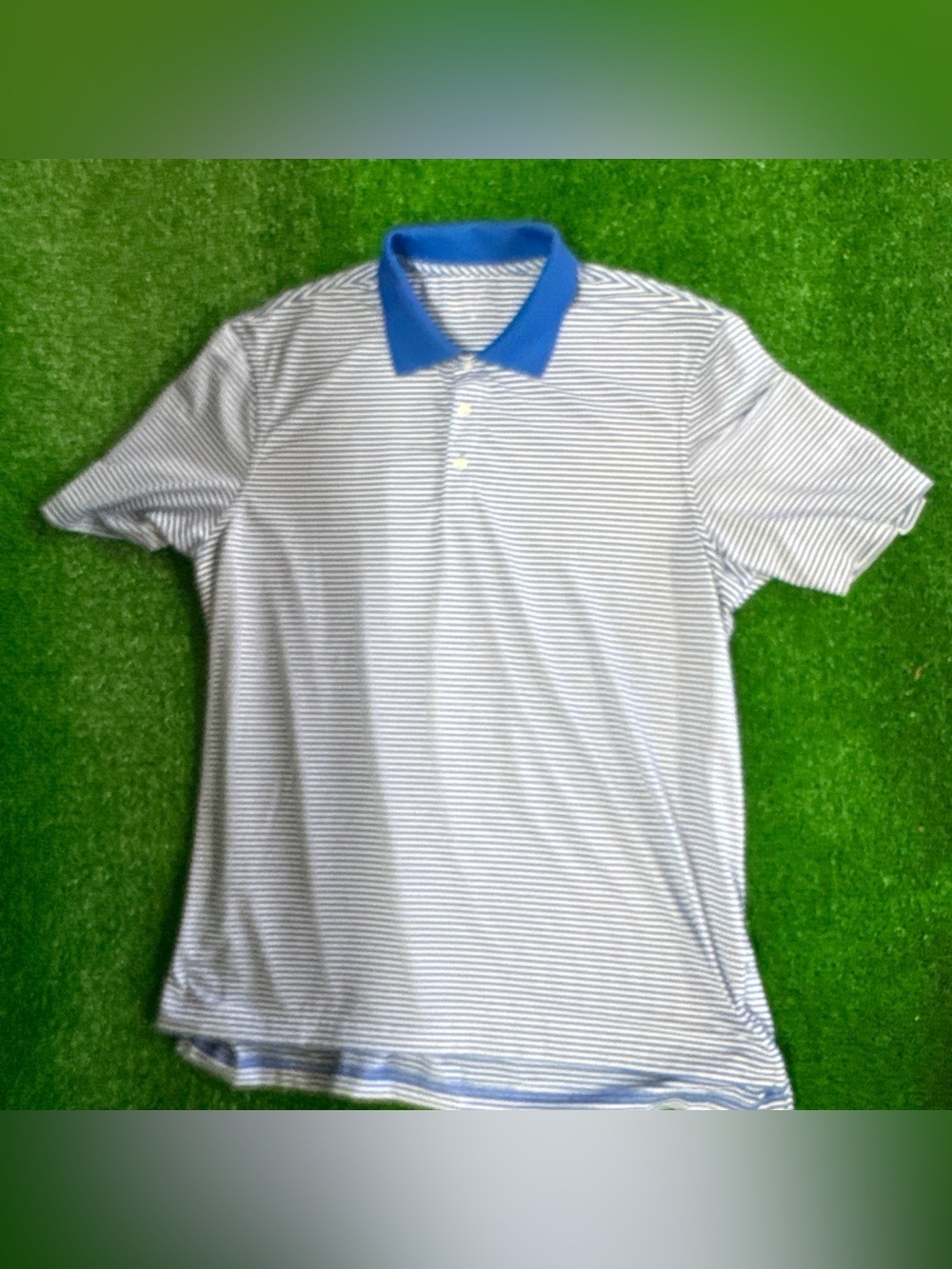 Vineyard Vines White and Blue Striped Polo with Royal Blue Collar
